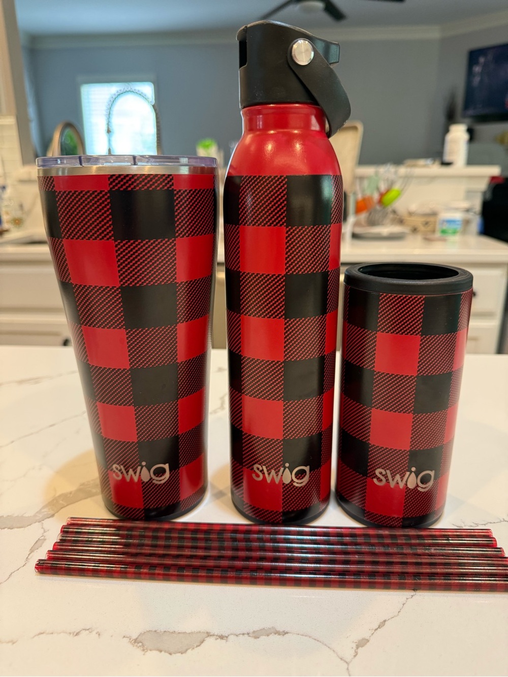 Swig Life-Red & Black Buffalo Plaid Drinkware Set